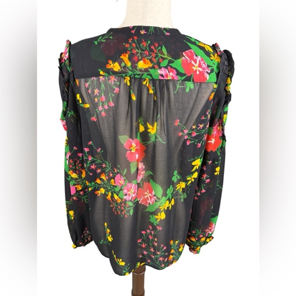 Cabi black floral sheer blouse size medium preowned - Picture 2 of 10